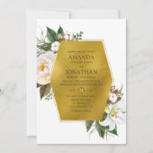 Invitation Mariage floral géométrique or (Devant)