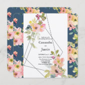 Invitation Mariage floral géométrique tendance (Devant / Derrière)