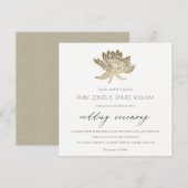 Invitation Mariage FLORAL GLAMOROUS OR BLANC KRAFT LOTUS (Devant / Derrière)