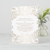 Invitation Mariage floral Gold et White Baby's Breath (Debout devant)