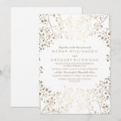 Invitation Mariage floral Gold et White Baby's Breath (Devant / Derrière)