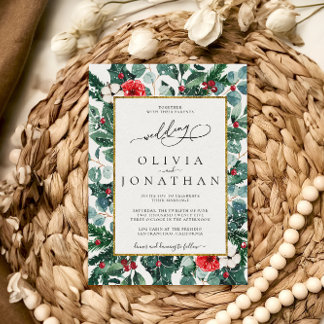 Invitation Mariage Floral Gold Frame de mariage