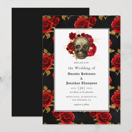 Invitation Mariage Floral Gothique (Devant / Derrière)