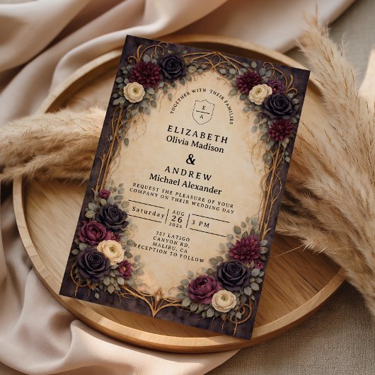 Invitation Mariage Floral Gothique Baroque