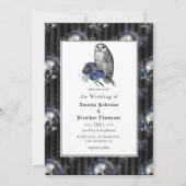Invitation Mariage floral gothique noir et bleu (Devant)
