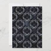 Invitation Mariage floral gothique noir et bleu (Dos)