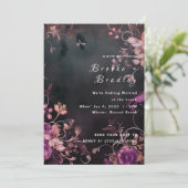Invitation Mariage Floral Gothique Noir & Fuchsia (Debout devant)