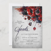 Invitation Mariage floral gothique rouge (Devant)