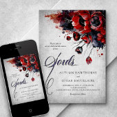 Invitation Mariage floral gothique rouge