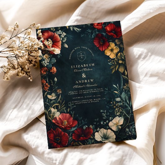 Invitation Mariage floral gothique victorien