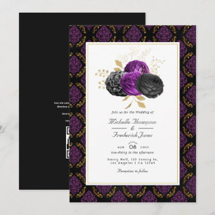 Invitation Mariage Floral Gothique Vintage avec QR Code de RS