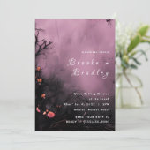 Invitation Mariage Floral Gothique Violet (Debout devant)