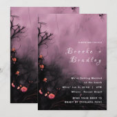 Invitation Mariage Floral Gothique Violet (Devant / Derrière)