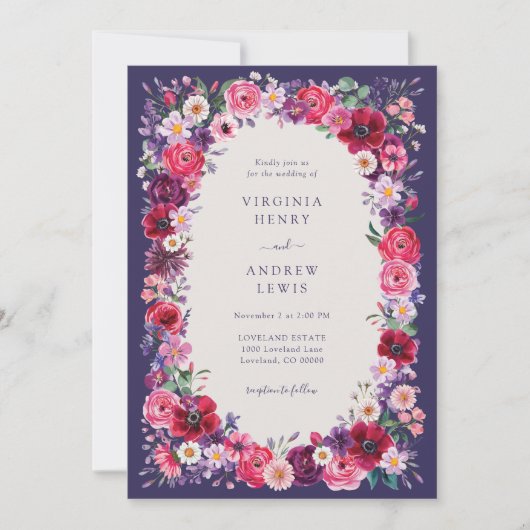 Invitation Mariage floral gras (Devant)