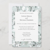 Invitation Mariage floral gris bleu blanc chic (Devant)
