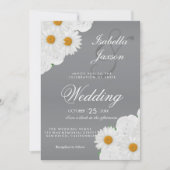 Invitation Mariage floral gris et blanc (Devant)