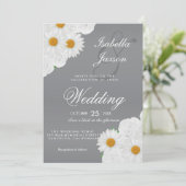 Invitation Mariage floral gris et blanc (Debout devant)
