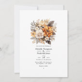 Invitation Mariage floral gris et marron (Devant)