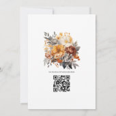 Invitation Mariage floral gris et marron (Dos)