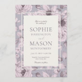 Invitation Mariage Floral Gris Lavande (Devant)