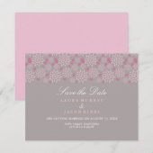 Invitation Mariage floral Gris & Rose Printemps Enregistrer L (Devant / Derrière)