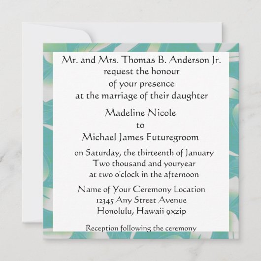 Invitation Mariage floral hawaïen (Devant)