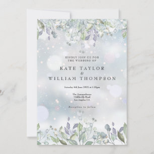 Invitation Mariage floral hivernal de verdure Fleur de sauge