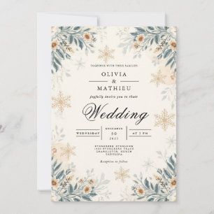 Invitation Mariage floral hivernal givré