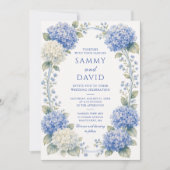 Invitation Mariage Floral Hydrangea Bleu (Devant)