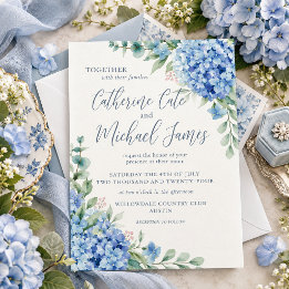 Invitation Mariage Floral Hydrangea Bleue
