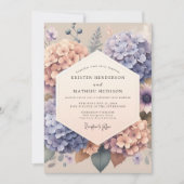 Invitation Mariage Floral Hydrangea Lavande Pêche (Devant)