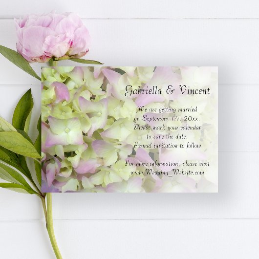 Invitation Mariage floral Hydrangea presque rose Sauvez la da
