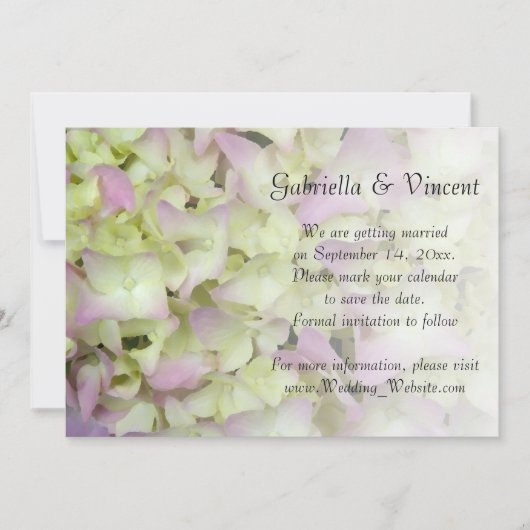Invitation Mariage floral Hydrangea presque rose Sauvez la da (Devant)