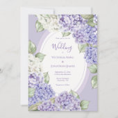 Invitation Mariage Floral Hydrangeas Blanc Violet (Devant)