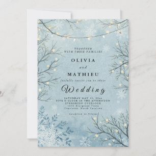 Invitation Mariage floral Icy Blue Winter Twig
