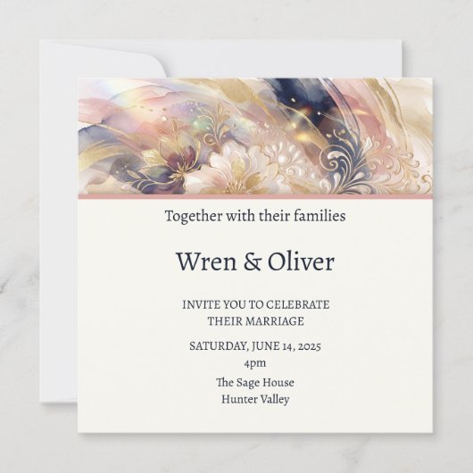 Invitation Mariage Floral Impressionniste (Devant)