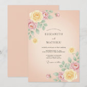 Invitation Mariage Floral Impressionniste Abricot (Devant / Derrière)