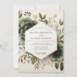 Invitation Mariage Floral Impressionniste Sage