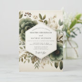 Invitation Mariage Floral Impressionniste Sage (Debout devant)