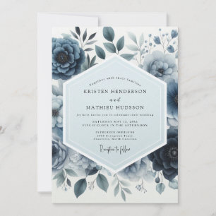 Invitation Mariage Floral Indigo Humeur