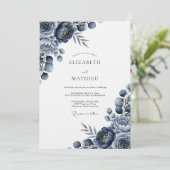 Invitation Mariage Floral Indigo Humeur (Debout devant)