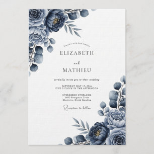 Invitation Mariage Floral Indigo Humeur