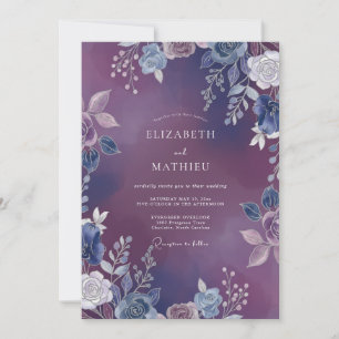Invitation Mariage Floral Indigo Violet Humeur