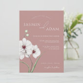 Invitation Mariage Floral Initiales Orchidée Blanche Rose Pou (Debout devant)