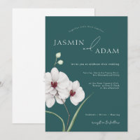 Mariage floral initiales orchidée blanche vert éme