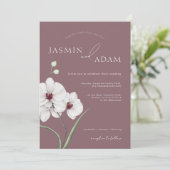 Invitation Mariage Floral Initiales Orchidée Blanche Violette (Debout devant)
