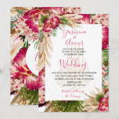 Invitation Mariage floral islamique Bismillah Pampas Protea (Devant / Derrière)