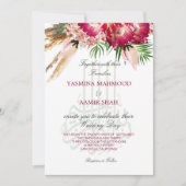 Invitation Mariage floral islamique Bismillah Pampas Protea (Devant)