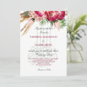 Invitation Mariage floral islamique Bismillah Pampas Protea (Debout devant)