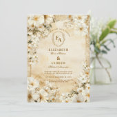 Invitation Mariage floral ivoire russe Boho (Debout devant)